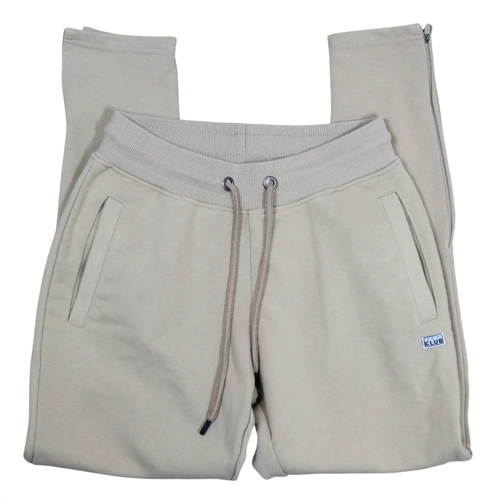Pro Club Heavyweight Fleece Joggers Mens Small Khaki Tan Tapered Ankle Zip Pants